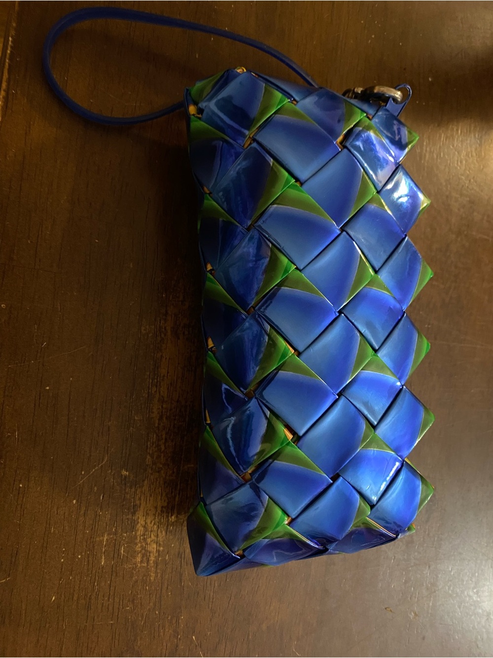 ecoist Woven Blue & Green Wristlet Clutch